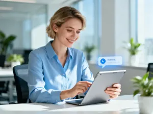 Skupiony mężczyzna pracujący przy laptopie w nowoczesnym biurze, ilustrujący efektywne zarządzanie czasem.